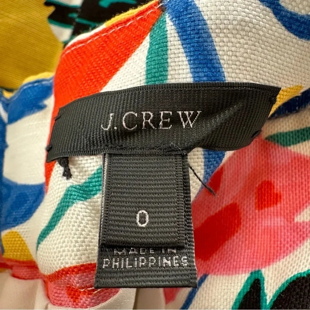 J crew size 0 Linen Blend Morning Floral‎ Midi Skirt Lined Spring Easter F2864